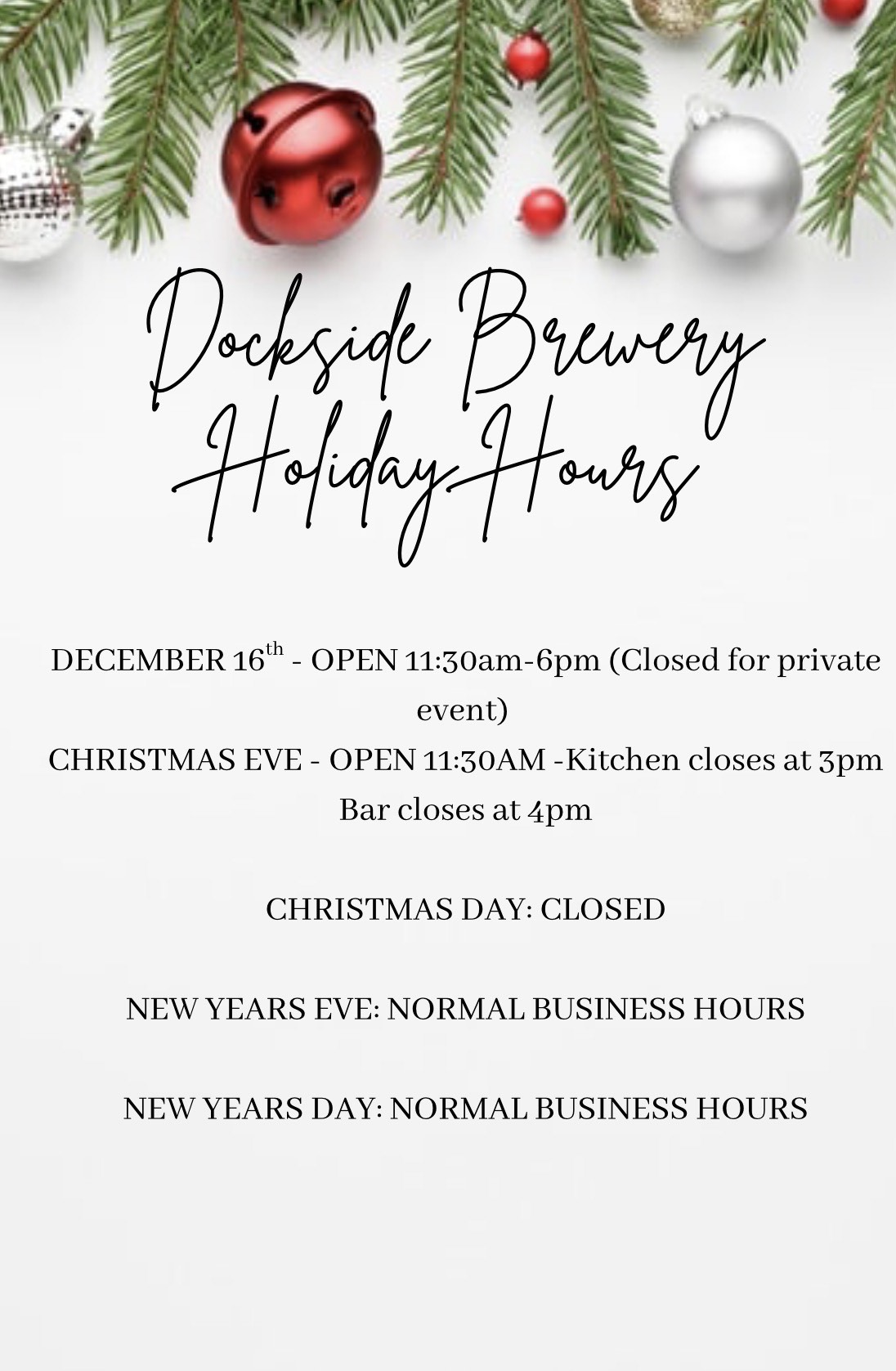 Holiday Hours